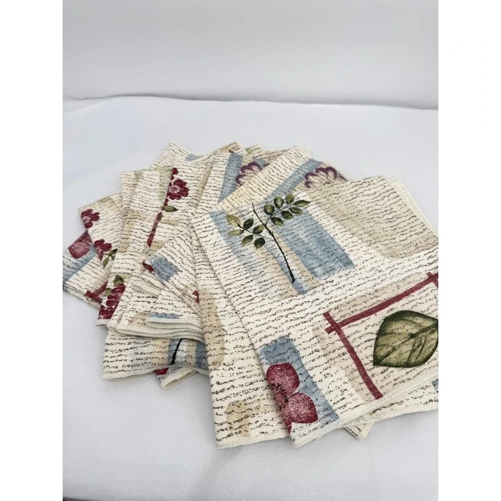Cloth Napkins Set of 8 Floral Leaf Tapestry Cottagecore Shabby Chic Table Linens